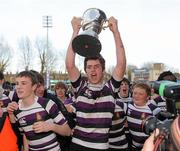 21 March 2010; Terenure College captain Rob Somerville celebrates with the cup after the game. Leinster Schools Junior Cup Final, St Michael's College v Terenure College, Donnybrook Stadium, Dublin. Picture credit: Pat Murphy / SPORTSFILE