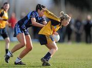 21 March 2010; Ciara McAnespie, DCU, in action against Sarah Donolly, UUJ. O'Connor Cup Final, Dublin City University v University of Ulster Jordanstown, St Clare's, DCU, Ballymun, Dublin. Picture credit: Brian Lawless / SPORTSFILE