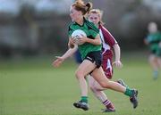 21 March 2010; Grainne McNally, QUB, in action against Caoimhe Egan, NUIG. O'Connor Shield Final, Queen's University Belfast v National University of Ireland, Galway, St Clare's, DCU, Ballymun, Dublin. Picture credit: Brian Lawless / SPORTSFILE