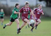 21 March 2010; Charlotte Donne, NUIG, in action against Laura Sharvin, QUB. O'Connor Shield Final, Queen's University Belfast v National University of Ireland, Galway, St Clare's, DCU, Ballymun, Dublin. Picture credit: Brian Lawless / SPORTSFILE