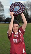 21 March 2010; NUIG's Niamh Hegarty lifts the shield. O'Connor Shield Final, Queen's University Belfast v National University of Ireland, Galway, St Clare's, DCU, Ballymun, Dublin. Picture credit: Brian Lawless / SPORTSFILE