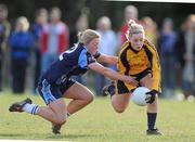 21 March 2010; Ciara McAnespie, DCU, in action against Cathy Carey, UUJ. O'Connor Cup Final, Dublin City University v University of Ulster Jordanstown, St Clare's, DCU, Ballymun, Dublin. Picture credit: Brian Lawless / SPORTSFILE
