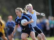 21 March 2010; Neamh Woods, UUJ, in action against Fiona McHale, DCU. O'Connor Cup Final, Dublin City University v University of Ulster Jordanstown, St Clare's, DCU, Ballymun, Dublin. Picture credit: Brian Lawless / SPORTSFILE