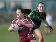 21 March 2010; Tracy O'Hara, NUIG, in action against Hannah Murray, QUB. O'Connor Shield Final, Queen's University Belfast v National University of Ireland, Galway, St Clare's, DCU, Ballymun, Dublin. Picture credit: Brian Lawless / SPORTSFILE