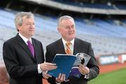 22 March 2010; Uachtarán CLG Criostóir Ó Cuana and Ard Stiúrthoir Páraic Ó Dufaigh at the launch of the GAA Annual Report. Croke Park, Dublin. Picture credit: Ray McManus / SPORTSFILE