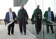 22 March 2010; Philip Smith, left, CEO of RSA Insurance, with Ireland vice-captain Trent Johnston pictured prior to a Cricket Ireland press conference ahead of the World 20Twenty Finals in the Caribbean. RSA House, Dundrum Town Centre, Dublin. Photo by Sportsfile