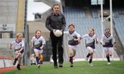 23 March 2010; Kildare football manager Kieran McGeeney with Michael Donovan, Sarah O'Neill, Luke Browne, Johanne Byrne and Laura Byrne, right, at the launch of the 2010 Vhi GAA Cúl Camps. Croke Park, Dublin. Picture credit: Brian Lawless / SPORTSFILE