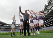 23 March 2010; Kildare football manager Kieran McGeeney with Michael Donovan, left, Luke Browne, Sarah O'Neill, Laura Byrne and Johanne Byrne, right, at the launch of the 2010 Vhi GAA Cúl Camps. Croke Park, Dublin. Picture credit: Brian Lawless / SPORTSFILE