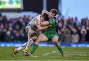 26 March 2016; Luke McGrath, Leinster, is tackled by Kieran Marmion, Connacht. Guinness PRO12, Round 18, Connacht v Leinster, Sportsground, Galway. Picture credit: Ramsey Cardy / SPORTSFILE