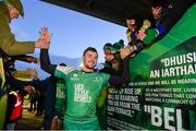 26 March 2016; Connacht's Robbie Henshaw is congratulated by supporters following his side's victory. Guinness PRO12, Round 18, Connacht v Leinster, Sportsground, Galway. Picture credit: Ramsey Cardy / SPORTSFILE