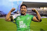 26 March 2016; Connacht's Bundee Aki celebrates following his side's victory. Guinness PRO12, Round 18, Connacht v Leinster, Sportsground, Galway. Picture credit: Ramsey Cardy / SPORTSFILE