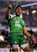 26 March 2016; Connacht's Bundee Aki celebrates at the final whistle. Guinness PRO12, Round 18, Connacht v Leinster, Sportsground, Galway. Picture credit: Ramsey Cardy / SPORTSFILE