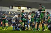 26 March 2016; Connacht players celebrate at the final whistle. Guinness PRO12, Round 18, Connacht v Leinster, Sportsground, Galway. Picture credit: Ramsey Cardy / SPORTSFILE