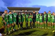 26 March 2016; The Connacht squad form a team huddle following their victory over Leinster. Guinness PRO12, Round 18, Connacht v Leinster, Sportsground, Galway. Picture credit: Ramsey Cardy / SPORTSFILE