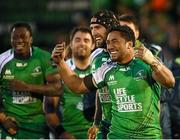26 March 2016; Bundee Aki and his Connacht team-mates celebrate following their side's victory. Guinness PRO12, Round 18, Connacht v Leinster. The Sportsground, Galway. Picture credit: Stephen McCarthy / SPORTSFILE