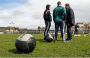 27 March 2016; Medicine balls await the Offaly players ahead of their pre-match warm up. Allianz Football League Division 3 Round 6, Westmeath v Offaly. TEG Cusack Park, Mullingar, Co. Westmeath. Picture credit: Seb Daly / SPORTSFILE