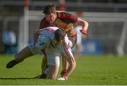 27 March 2016; Seán Kiely, Cork, in action against Peter Turley, Down. Allianz Football League Division 1 Round 6, Cork v Down. Páirc Uí Rinn, Cork.  Picture credit: Piaras Ó Mídheach / SPORTSFILE