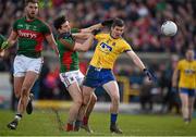 27 March 2016; Sean Purcell, Roscommon, in action against Aidan O'Shea, left, and Jason Doherty, Mayo. Allianz Football League Division 1 Round 6, Roscommon v Mayo. Dr Hyde Park, Roscommon.  Picture credit: Brendan Moran / SPORTSFILE