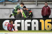 26 March 2016; Kealan Dillon, Bohemians, skips the tackle of Killian Cantwell, Galway United. SSE Airtricity League Premier Division, Galway United v Bohemians, Eamonn Deacy Park, Galway. Picture credit: Ramsey Cardy / SPORTSFILE