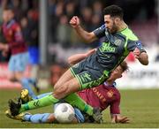 26 March 2016; John Sullivan, Galway United, in action against Roberto Lopes, Bohemians. SSE Airtricity League Premier Division, Galway United v Bohemians. Eamonn Deacy Park, Galway. Picture credit: Stephen McCarthy / SPORTSFILE
