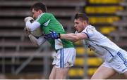 27 March 2016; Graham Brody, Laois, is tackled by David Givney, Cavan. Allianz Football League Division 2 Round 6, Cavan v Laois. Kingspan Breffni Park, Cavan.  Picture credit: Ramsey Cardy / SPORTSFILE