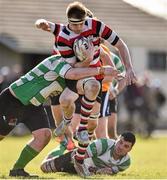 27 March 2016; Timmy Morrissey, Enniscorthy, is tackled by Adam Coyle, Naas. Bank of Ireland Provincial Towns Cup, Semi-Final, Naas v Enniscorthy. Kilkenny Rugby Club, Kilkenny. Picture credit: Matt Browne / SPORTSFILE