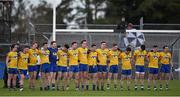 27 March 2016; The Roscommon team stand for a minute's silence in memory of those in the tradegy in Bundoran last weekend. Allianz Football League Division 1 Round 6, Roscommon v Mayo. Dr Hyde Park, Roscommon.  Picture credit: Brendan Moran / SPORTSFILE