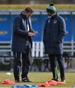 28 March 2016; Republic of Ireland assistant manager Roy Keane with coach Steve Guppy, left, during squad training. Republic of Ireland Squad Training. National Sports Campus, Abbotstown, Dublin. Picture credit: David Maher / SPORTSFILE