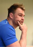 28 March 2016; Leinster's Rhys Ruddock during a press conference. Leinster Rugby Press Conference. Leinster Rugby HQ, Belfield, Dublin. Picture credit: Stephen McCarthy / SPORTSFILE
