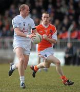 14 March 2010; James Kavanagh, Kildare, in action against Finnian Moriarty, Armagh. Allianz GAA Football National League, Division 2, Round 4, Armagh v Kildare, St Oliver Plunkett Park, Crossmaglen, Co. Armagh. Picture credit: Oliver McVeigh / SPORTSFILE