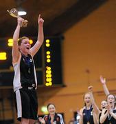 25 March 2010; St. Attractas Community School captain Bernie Connolly lifts the cup. U16C Girls - All-Ireland Schools League Finals 2010, Christ King Secondary School, Cork v St. Attractas Community School, Tubbercurry, Co. Sligo, National Basketball Arena, Tallaght, Dublin. Picture credit: Sarah Delahunt / SPORTSFILE