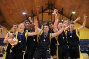 25 March 2010; The Colaiste Einde team celebrate with the cup. U19C Boys - All-Ireland Schools League Finals 2010, Colaiste Einde, Galway v CBS Ennistymon, Clare, National Basketball Arena, Tallaght, Dublin. Picture credit: Matt Browne / SPORTSFILE