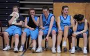 25 March 2010; Dejected Stella Maris Secondary School players after defeat in the final. U19C Girls - All-Ireland Schools League Finals 2010, St Mary's College, Arklow v Stella Maris Secondary School, Waterford, National Basketball Arena, Tallaght, Dublin. Picture credit: Brian Lawless / SPORTSFILE
