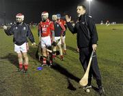 25 March 2010; Clare hurling star Gerry Quinn, right, with Louth hurlers. Gerry Quinn and Fiach O'Loughlin were visiting the Training Grounds to oversee a session with the Louth hurlers as part of the GPA’s Hurling Twinning Programme. The Twinning Programme, now in its third year, pairs hurlers from the MacCarthy Cup squads with panels in the non-traditional hurling counties. Training Grounds, Darver, Co. Louth. Picture credit: Oliver McVeigh / SPORTSFILE