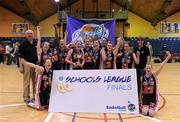 26 March 2010; Calasanctius College Oranmore players celebrate with the cup. U16A Girls - All-Ireland Schools League Finals 2010, Calasanctius College Oranmore, Galway v Mercy Heights Secondary School, Skibeeern, Co. Cork. National Basketball Arena, Tallaght, Dublin. Picture credit: Matt Browne / SPORTSFILE