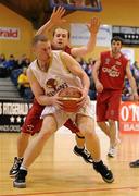 27 March 2010; Sean Carroll, Titans, in action against Declan Wall, Team Garvey St Mary's. Basketball Ireland Men’s Division One Final, Titans, Galway v Team Garvey St Mary's, Castleisland, Co. Kerry, National Basketball Arena, Tallaght, Dublin. Picture credit: Brendan Moran / SPORTSFILE