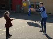 29 March 2016; Dublin footballer Cormac Costello and Saoirse Gogan, aged 5, from Blanchardstown, Dublin, take part in activities at Jump Autism Support's Easter Camp, as part of the Gaelic Players Association’s support for World Autism Awareness Day on April 2nd and the Jump Autism Support group. Ongar Community Centre, Dublin. Picture credit: Piaras Ó Mídheach / SPORTSFILE