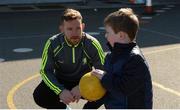 29 March 2016; Kilkenny hurler Richie Hogan and David McNeice, aged 6, from Blanchardstown, take part in activities at Jump Autism Support's Easter Camp, as part of the Gaelic Players Association’s support for World Autism Awareness Day on April 2nd and the Jump Autism Support group. Ongar Community Centre, Dublin. Picture credit: Piaras Ó Mídheach / SPORTSFILE