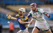 28 March 2016; Seann Elliot, St. Louis Grammer School, Ballymena, in action against Josh Ryan, Abbey CBS, Tipperary. Masita GAA All Ireland Post Primary Schools Paddy Buggy Cup Final, Abbey CBS, Tipperary v St. Louis Ballymena. Semple Stadium, Thurles, Co. Tipperary. Photo by Sportsfile