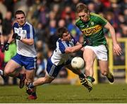 27 March 2016; Peter Crowley, Kerry, in action against Dessie Mone, Monaghan. Allianz Football League Division 1 Round 6, Monaghan v Kerry. St Tiernach's Park, Clones, Co. Monaghan.  Picture credit: Stephen McCarthy / SPORTSFILE