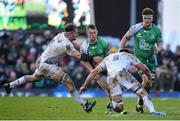 26 March 2016; Matt Healy, Connacht, is tackled by Rhys Ruddock, left, and Dominic Ryan, Leinster. Guinness PRO12, Round 18, Connacht v Leinster, Sportsground, Galway. Picture credit: Ramsey Cardy / SPORTSFILE