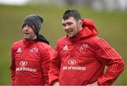 29 March 2016; Munster's Peter O'Mahony with strength and conditioning coach Aidan O'Connell during squad training. Munster Rugby Squad Training and Press Conference. University of Limerick, Limerick. Picture credit: Diarmuid Greene / SPORTSFILE