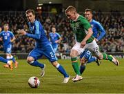 29 March 2016; Jonny Hayes, Republic of Ireland, in action against Peter Pekarík, Slovakia. 3 International Friendly, Republic of Ireland v Slovakia. Aviva Stadium, Lansdowne Road, Dublin. Picture credit: David Maher / SPORTSFILE