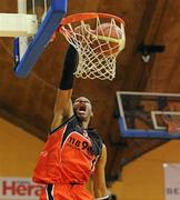 27 March 2010; Jermaine Turner, Killester, dunks for two points. Nivea For Men’s Superleague Final, Killester v UL Eagles, National Basketball Arena, Tallaght, Dublin. Picture credit: Brendan Moran / SPORTSFILE