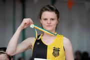 27 March 2010; Louise Holmes, Kilkenny City Harriers AC, with her medal after winning the U19 Girls 60m final during the Woodie’s DIY Juvenile Indoor Championships. Nenagh Indoor Arena, Nenagh, Co. Tipperary. Picture credit: Pat Murphy / SPORTSFILE