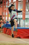 27 March 2010; Shane Mullins, Dundrum South Dublin AC, in action during the Boys U12 Long Jump at the Woodie’s DIY Juvenile Indoor Championships. Nenagh Indoor Arena, Nenagh, Co. Tipperary. Picture credit: Pat Murphy / SPORTSFILE