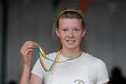 27 March 2010; Niamh Kearney, Greystones and District AC, with her medal after winning the Girls U19 1500m at the Woodie’s DIY Juvenile Indoor Championships. Nenagh Indoor Arena, Nenagh, Co. Tipperary. Picture credit: Pat Murphy / SPORTSFILE