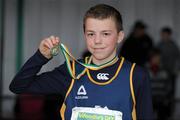 27 March 2010; Mikey Cullen, St. Killians AC, with his medal after winning the Boys U14  High Jump at the Woodie’s DIY Juvenile Indoor Championships. Nenagh Indoor Arena, Nenagh, Co. Tipperary. Picture credit: Pat Murphy / SPORTSFILE