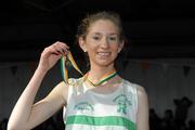 27 March 2010; Clare Horgan, Clonmel AC, with her medal after winning the Girls U16 1500m at the Woodie’s DIY Juvenile Indoor Championships. Nenagh Indoor Arena, Nenagh, Co. Tipperary. Picture credit: Pat Murphy / SPORTSFILE
