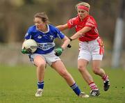 28 March 2010; Alison Taylor, Laois, in action against Amy O'Shea, Cork. Bord Gais Energy Ladies National Football League, Round 6, Cork v Laois, Cork Institute of Technology, Cork. Picture credit: Brendan Moran / SPORTSFILE
